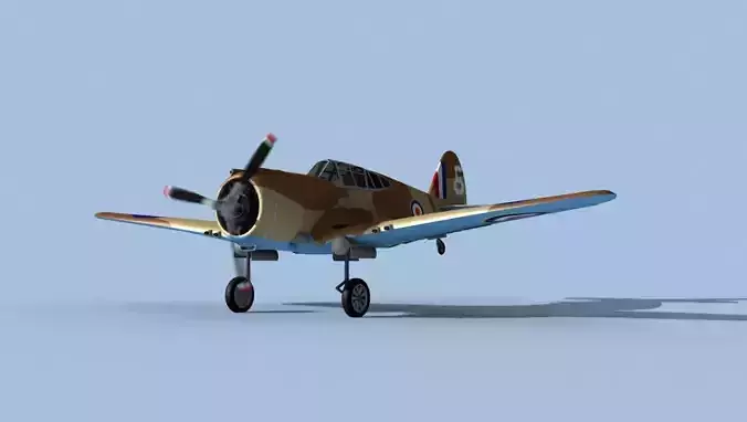 Curtiss H-75C Mohawk V23 RAF 3D model