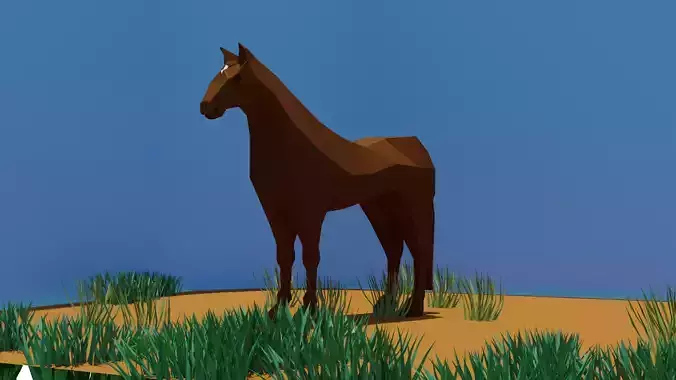 Low poly horse three horses