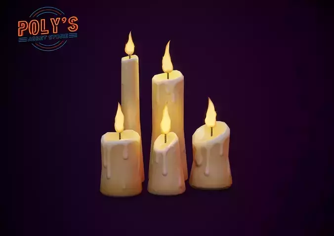 Candle Pack - Stylized Low Poly Low-poly 3D model