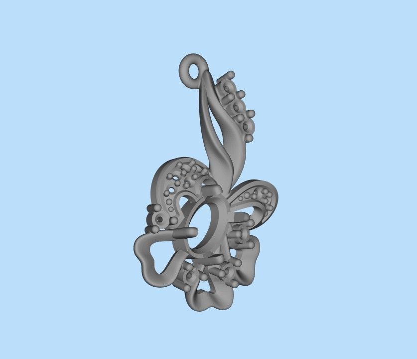 Women pendant with gems 3dm stl CAD 3D print model_26