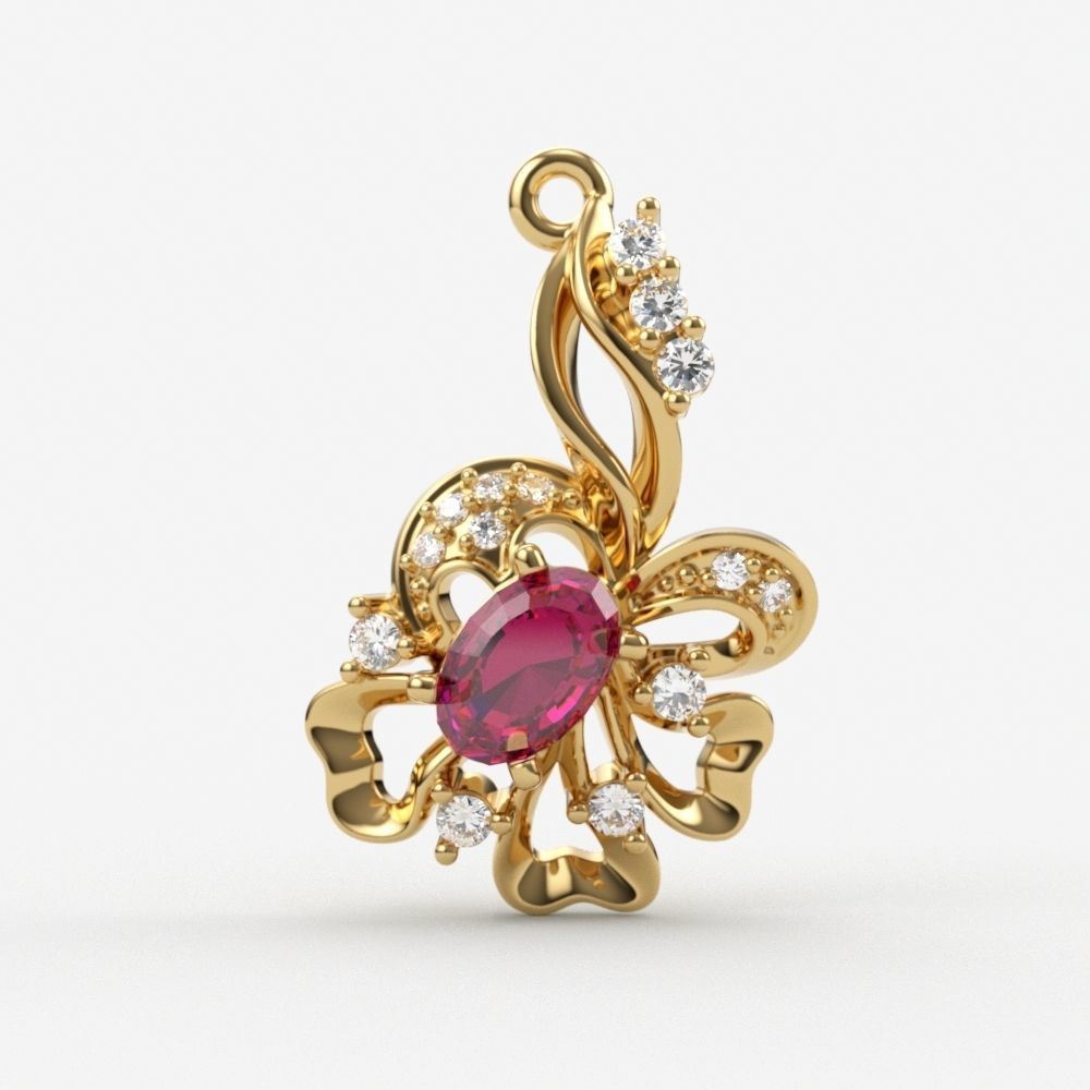 Women pendant with gems 3dm stl CAD 3D print model_6