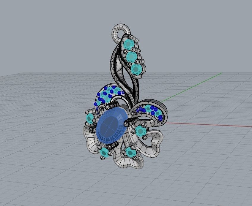 Women pendant with gems 3dm stl CAD 3D print model_28