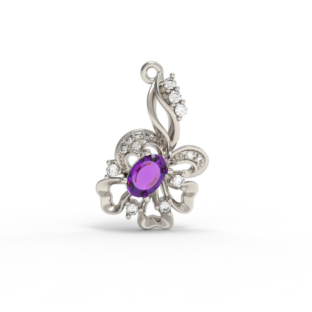 Women pendant with gems 3dm stl CAD 3D print model_9