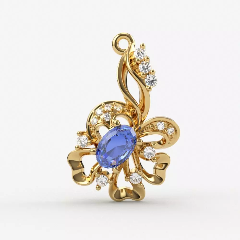 Women pendant with gems 3dm stl CAD 3D print model_0