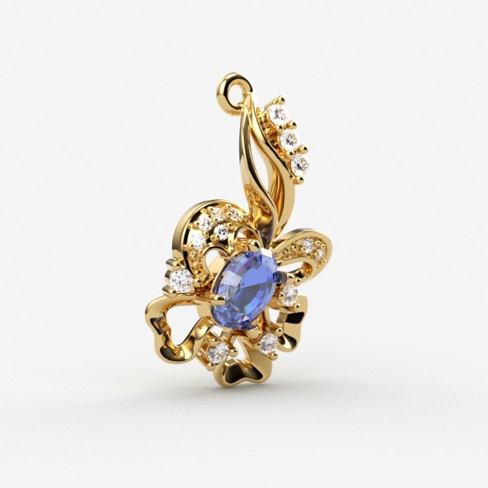 Women pendant with gems 3dm stl CAD 3D print model_2