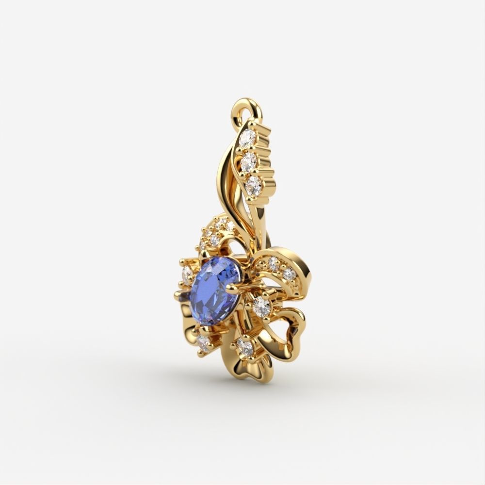 Women pendant with gems 3dm stl CAD 3D print model_1