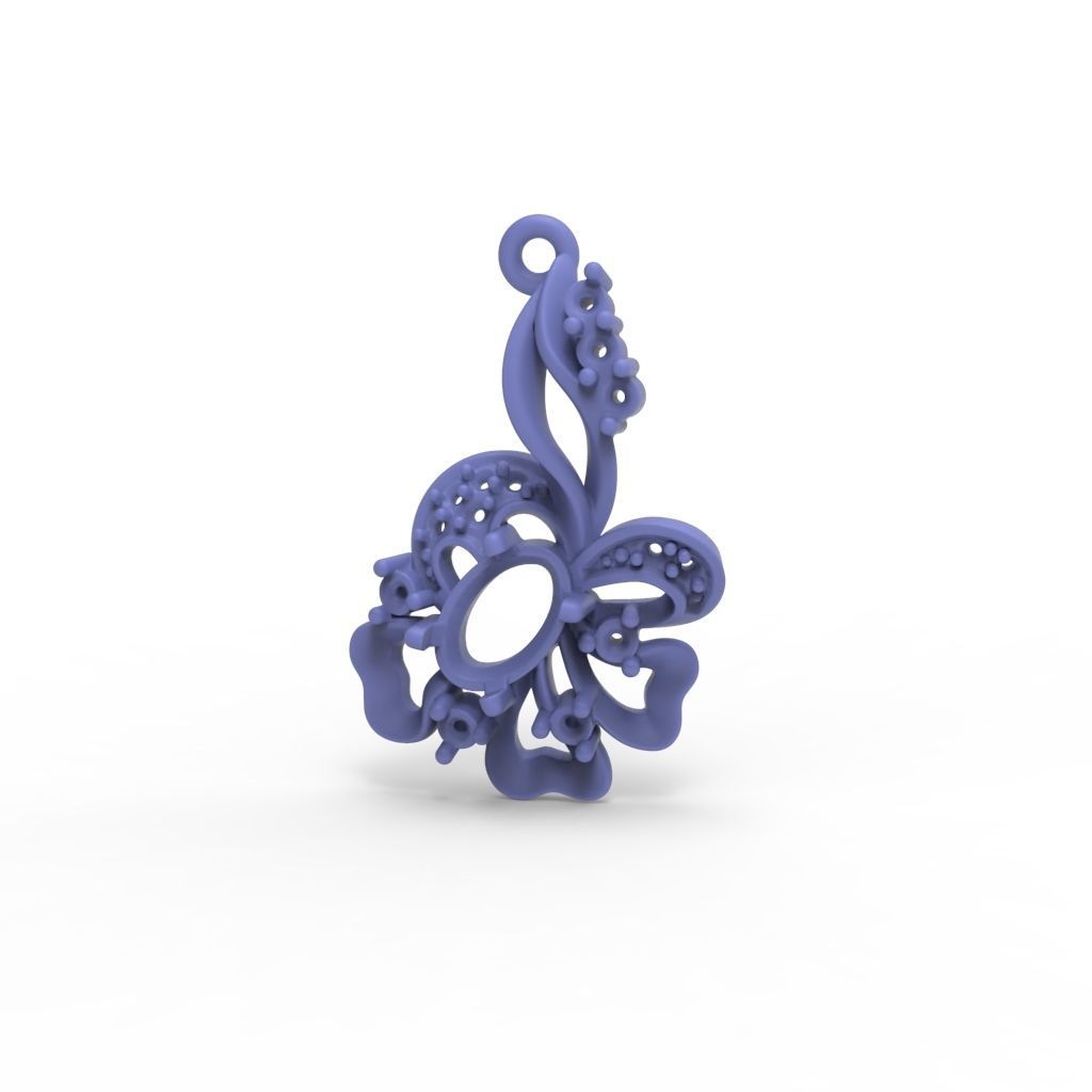 Women pendant with gems 3dm stl CAD 3D print model_25