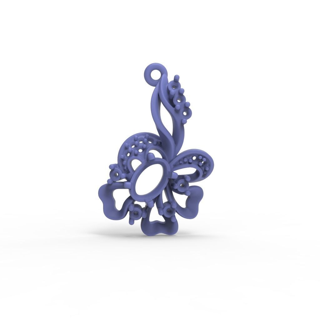 Women pendant with gems 3dm stl CAD 3D print model_16