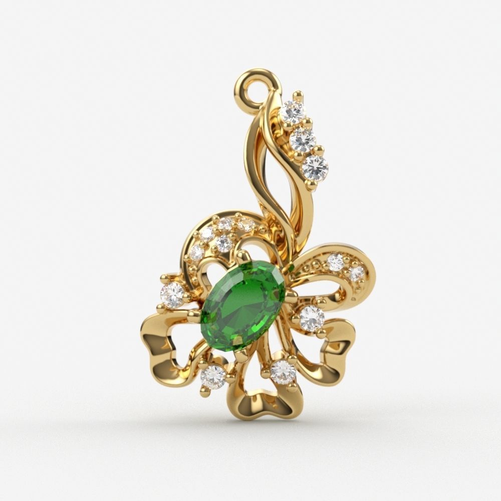 Women pendant with gems 3dm stl CAD 3D print model_7