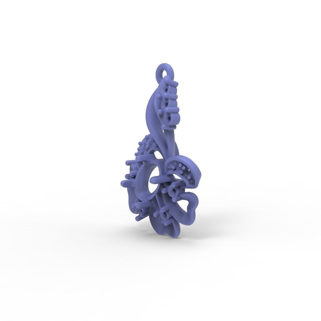 Women pendant with gems 3dm stl CAD 3D print model_24