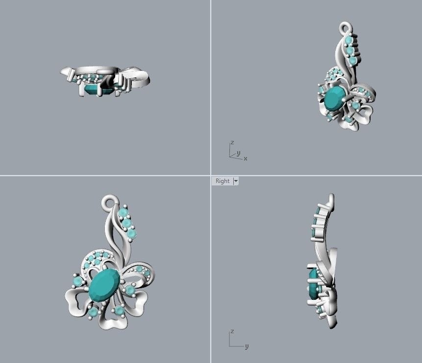 Women pendant with gems 3dm stl CAD 3D print model_27