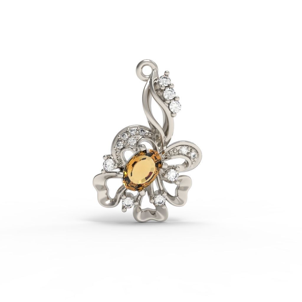 Women pendant with gems 3dm stl CAD 3D print model_12