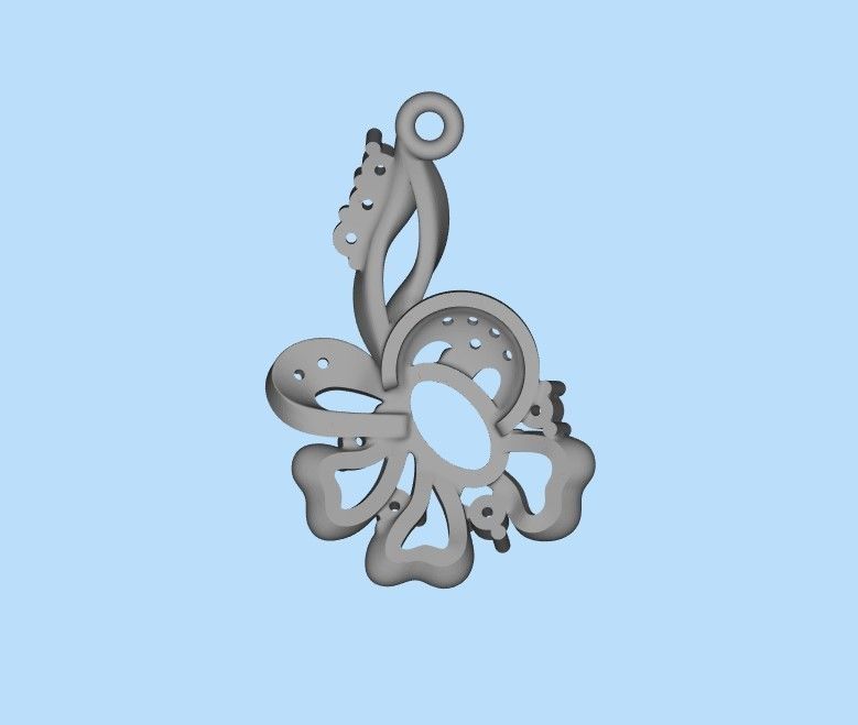 Women pendant with gems 3dm stl CAD 3D print model_30