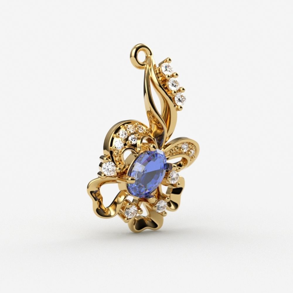 Women pendant with gems 3dm stl CAD 3D print model_3