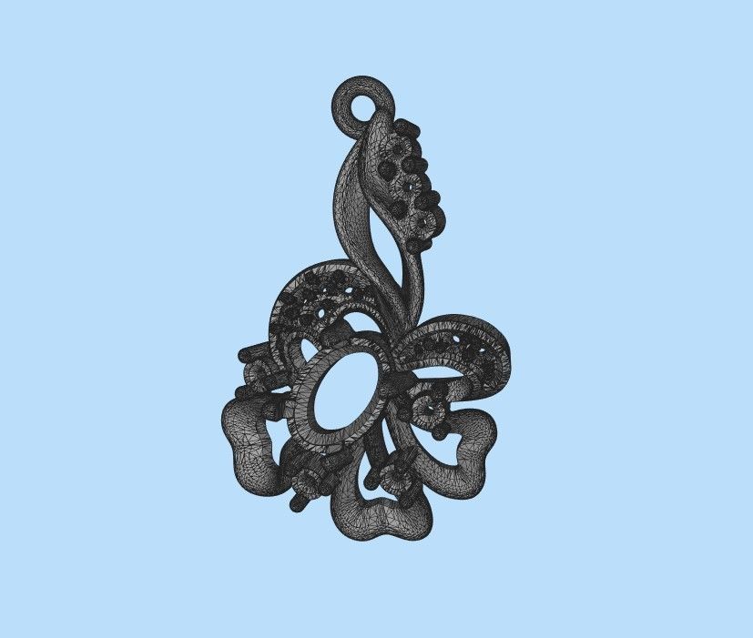 Women pendant with gems 3dm stl CAD 3D print model_32