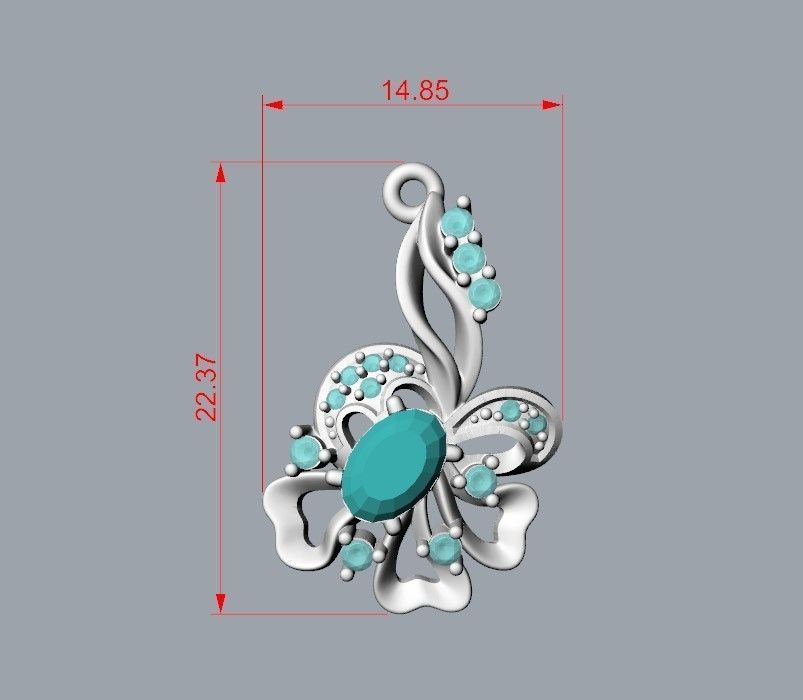 Women pendant with gems 3dm stl CAD 3D print model_15
