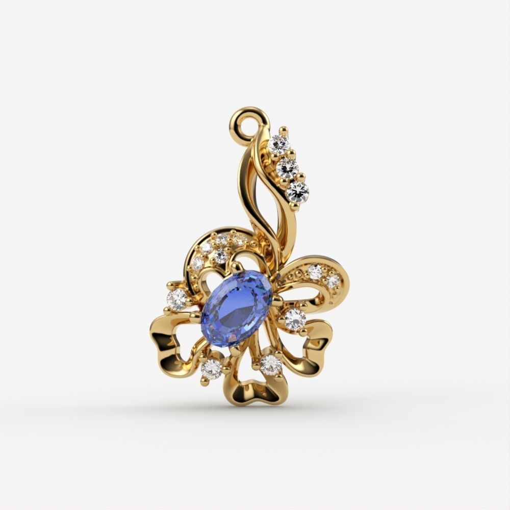 Women pendant with gems 3dm stl CAD 3D print model_4