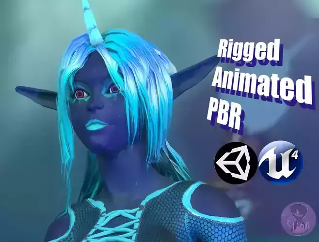 Magic Unicorn Girl lowpoly model