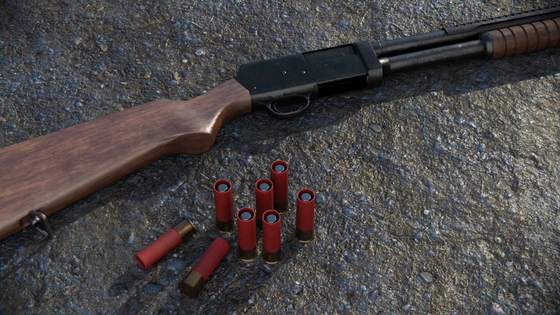 Shotgun with cartridges - Low Poly - 4k Textures  3D model_2