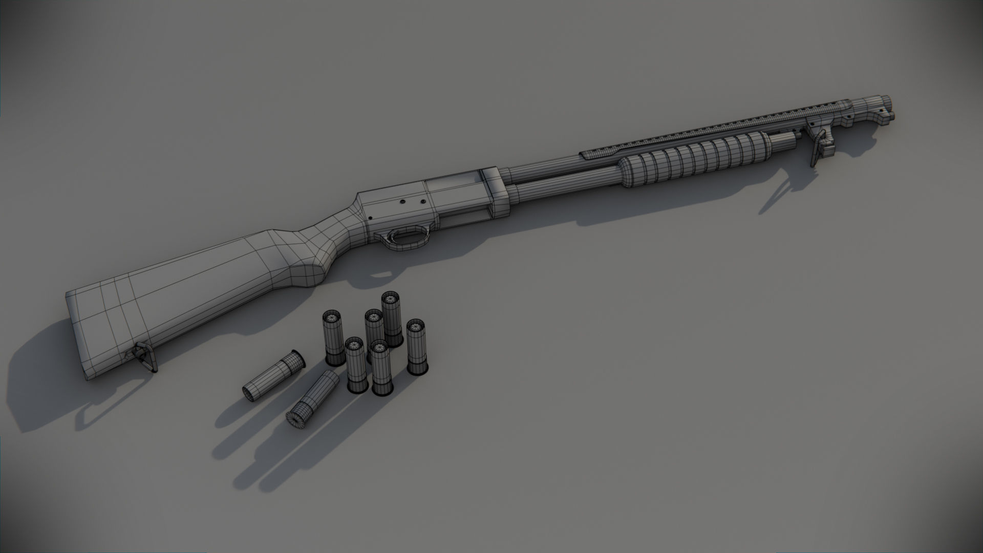 Shotgun with cartridges - Low Poly - 4k Textures  3D model_5