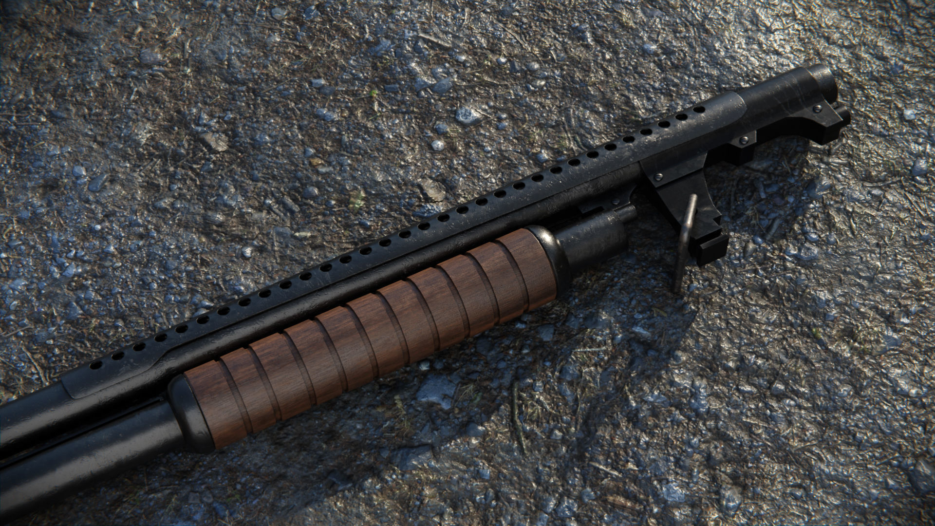 Shotgun with cartridges - Low Poly - 4k Textures  3D model_1