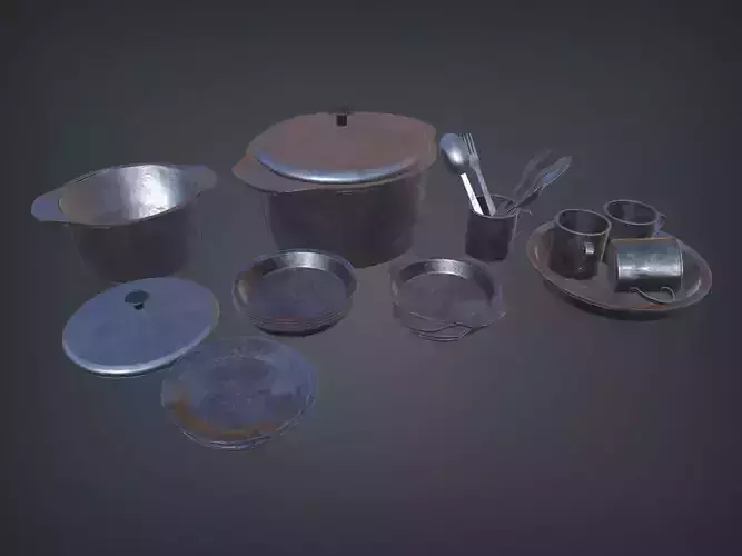 Dinnerware Set Picnic 3D Low-Poly Model