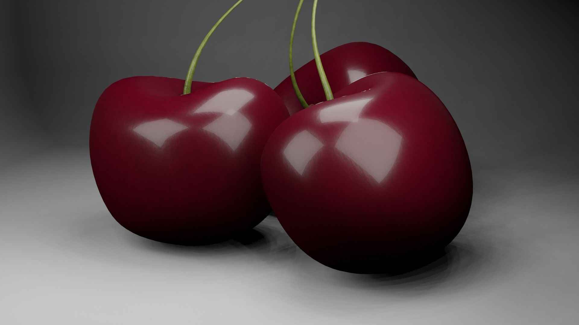 Low-Poly Cherries three Free low-poly 3D model_1