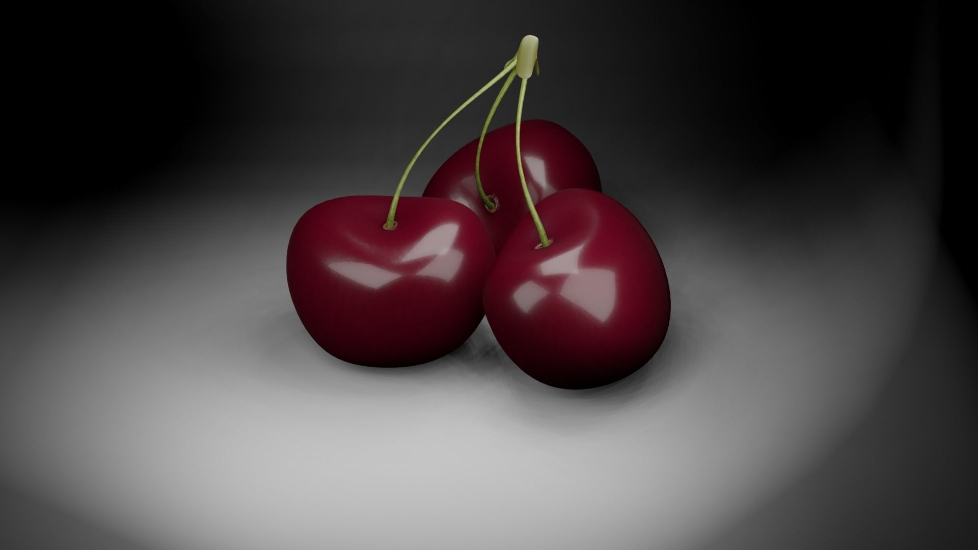 Low-Poly Cherries three Free low-poly 3D model_2