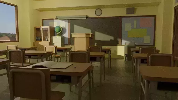 anime classroom 3D model