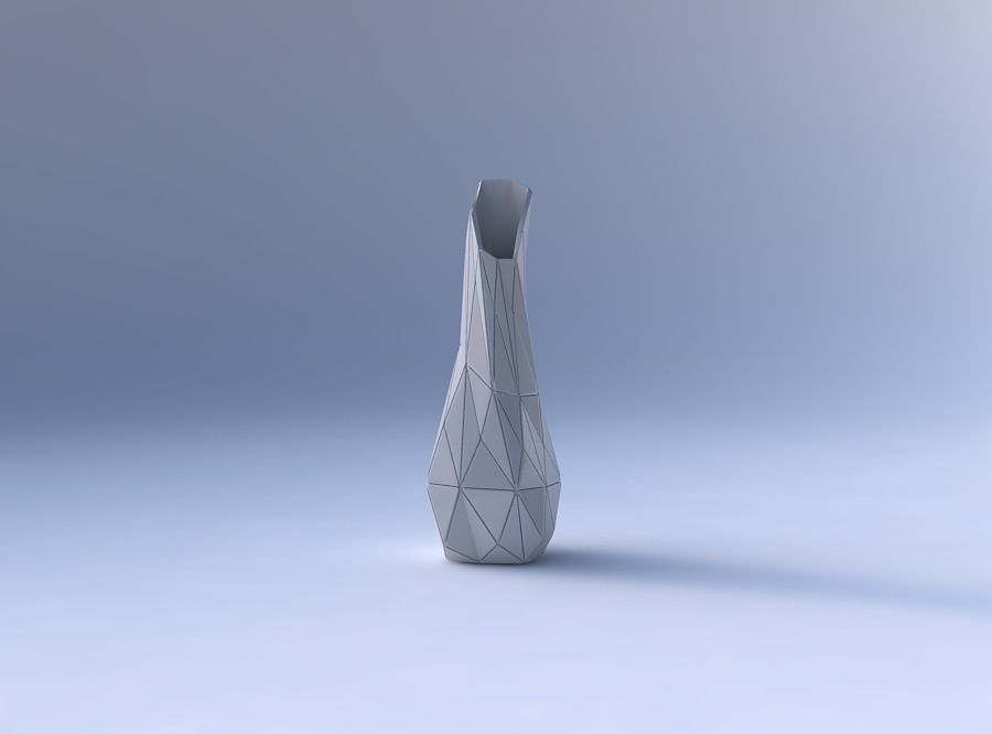Vase twisted top bent rectangle 2 with triangle plates 3D print model_4