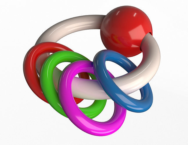 Baby Rattle Low-poly 3D model