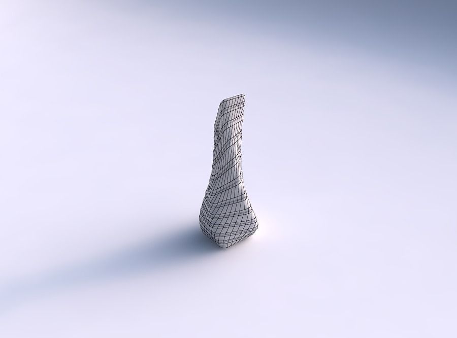 Vase twisted top bent rectangle 2 with smooth horizontal dents 2 3D print model_5
