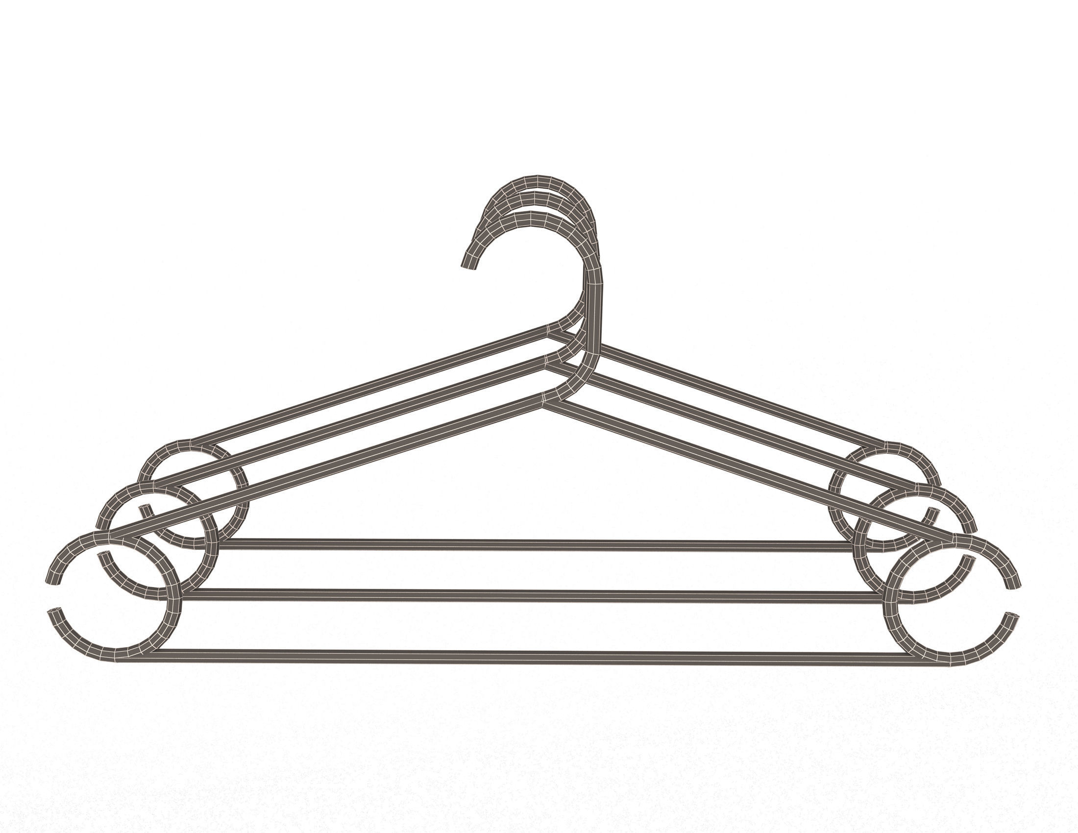 Plastic Clothes Hanger Low-poly 3D model_4