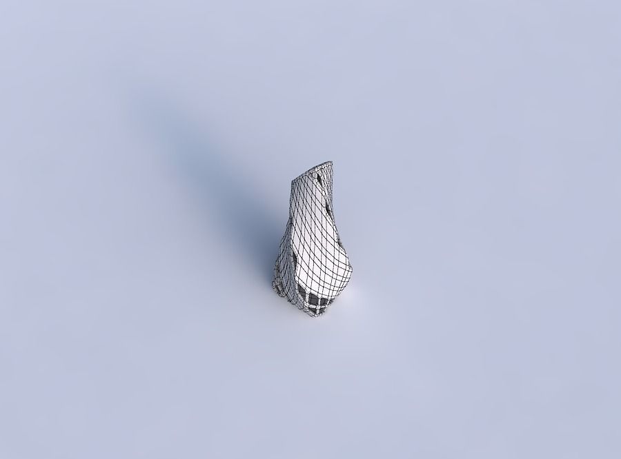 Vase twisted top bent rectangle with diagonal grid lattice 2 3D print model_6