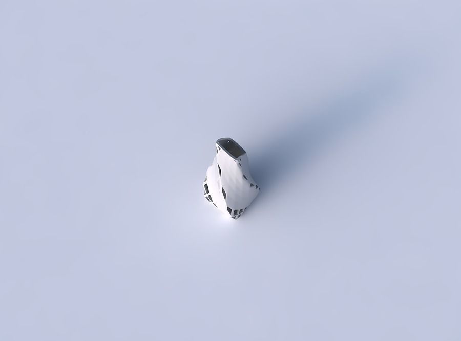 Vase twisted top bent rectangle with diagonal grid lattice 2 3D print model_2