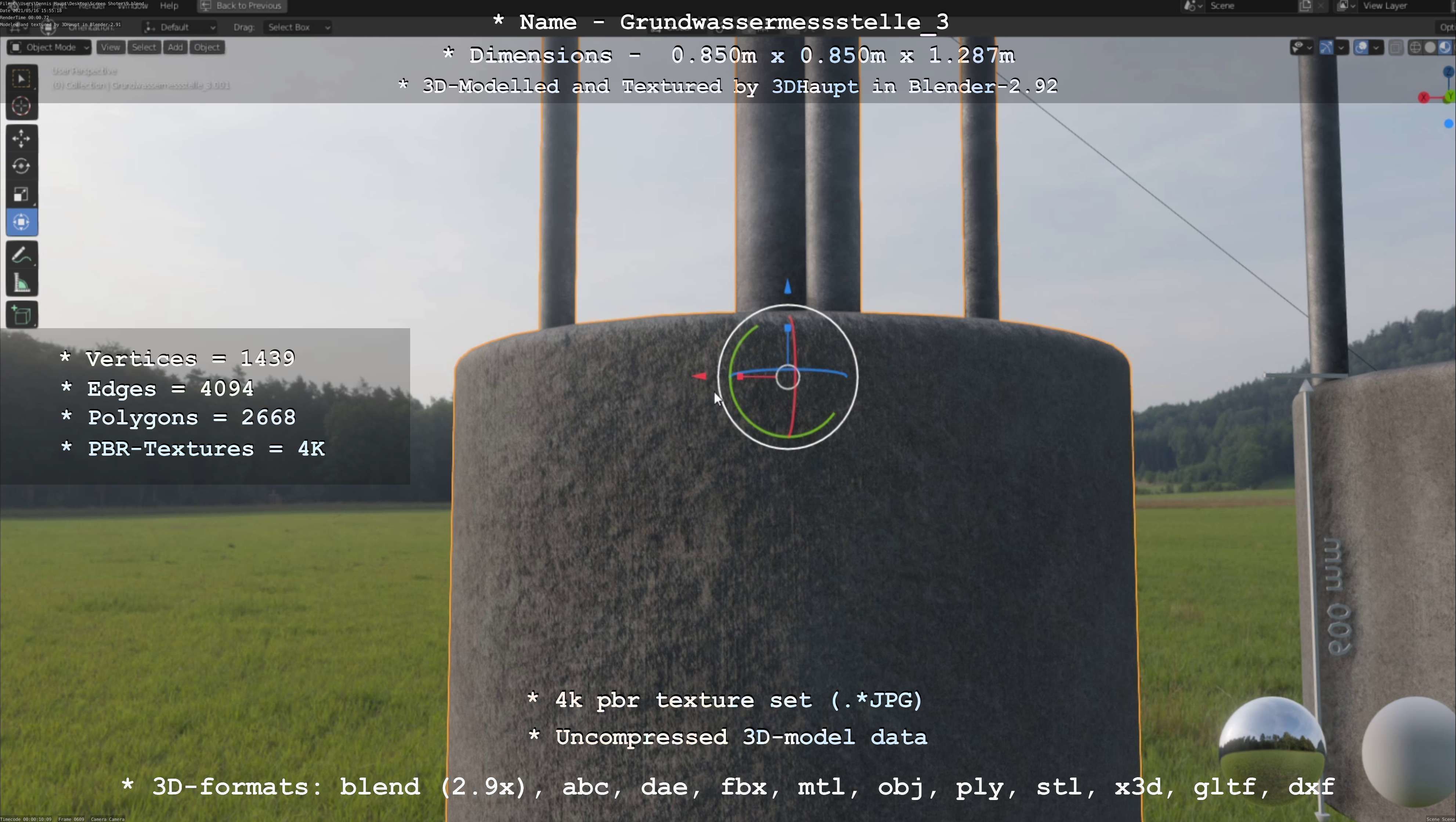 Groundwater monitoring well 3 version 2  Low-poly 3D model_131