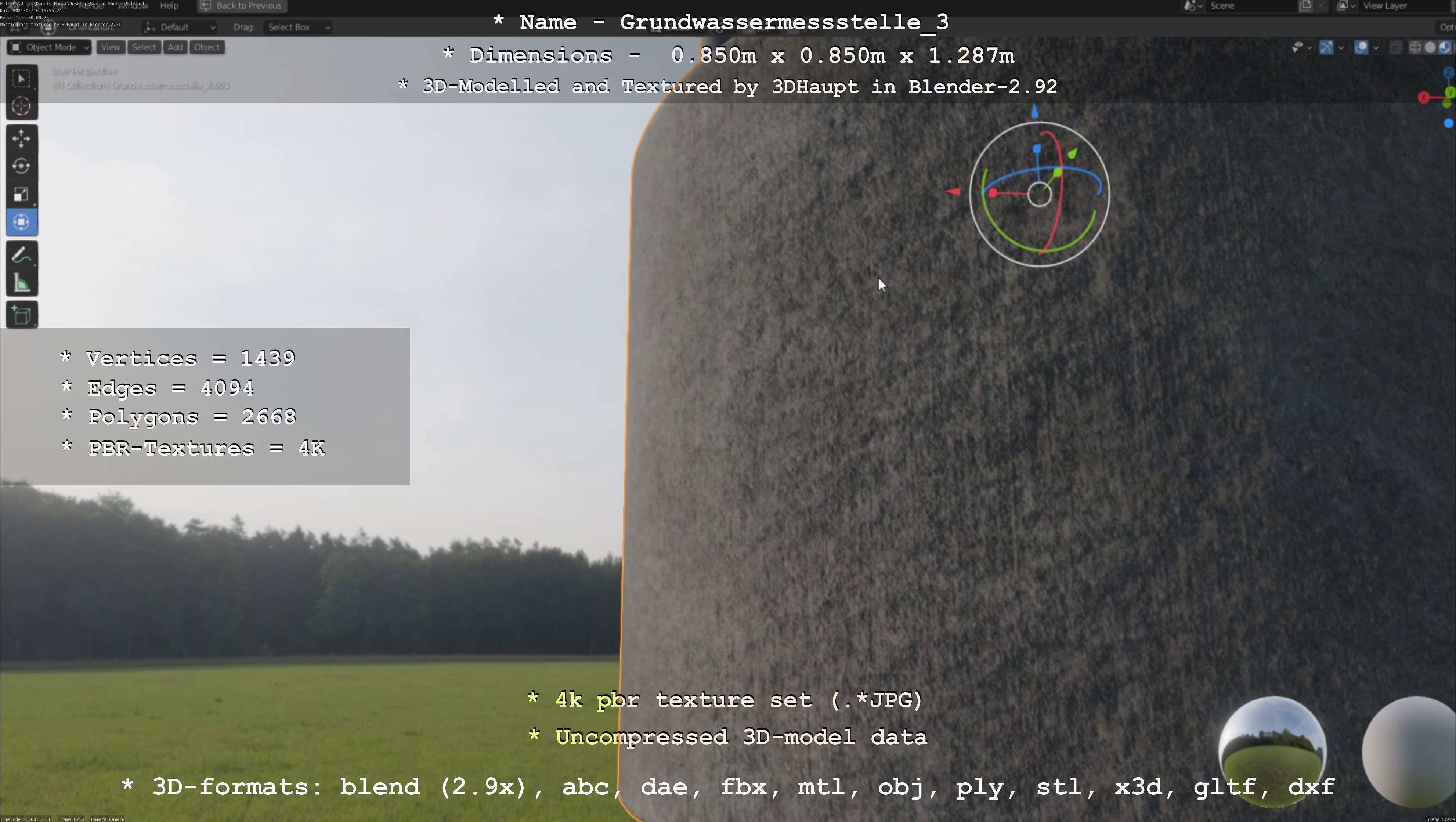 Groundwater monitoring well 3 version 2  Low-poly 3D model_136