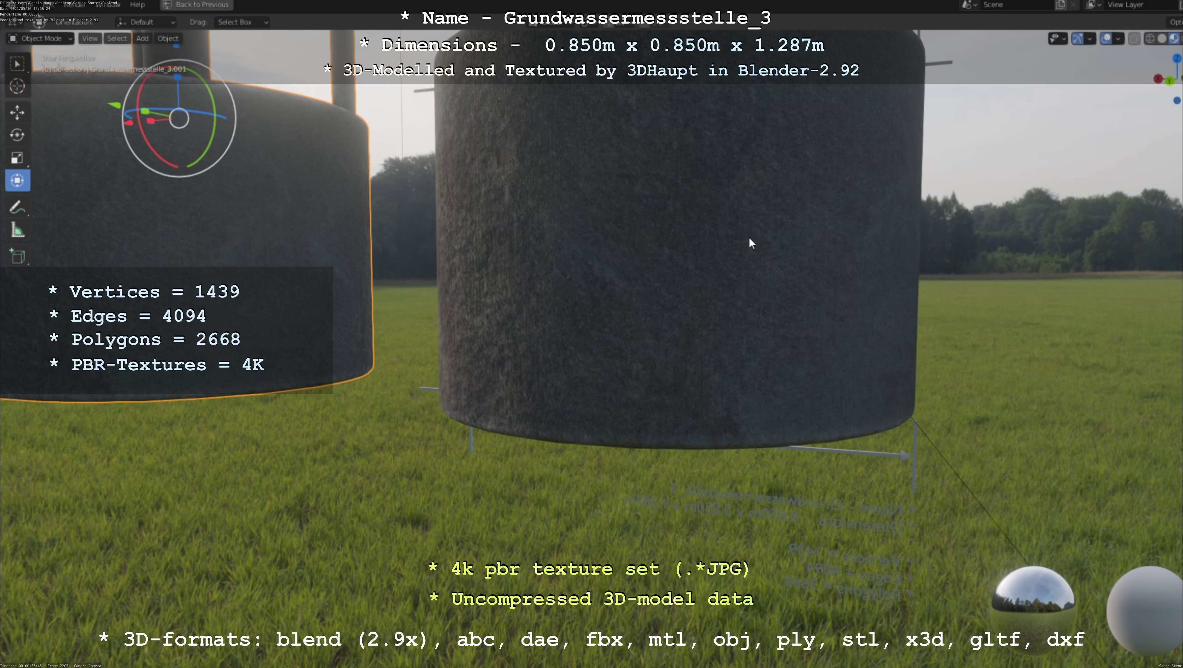 Groundwater monitoring well 3 version 2  Low-poly 3D model_77