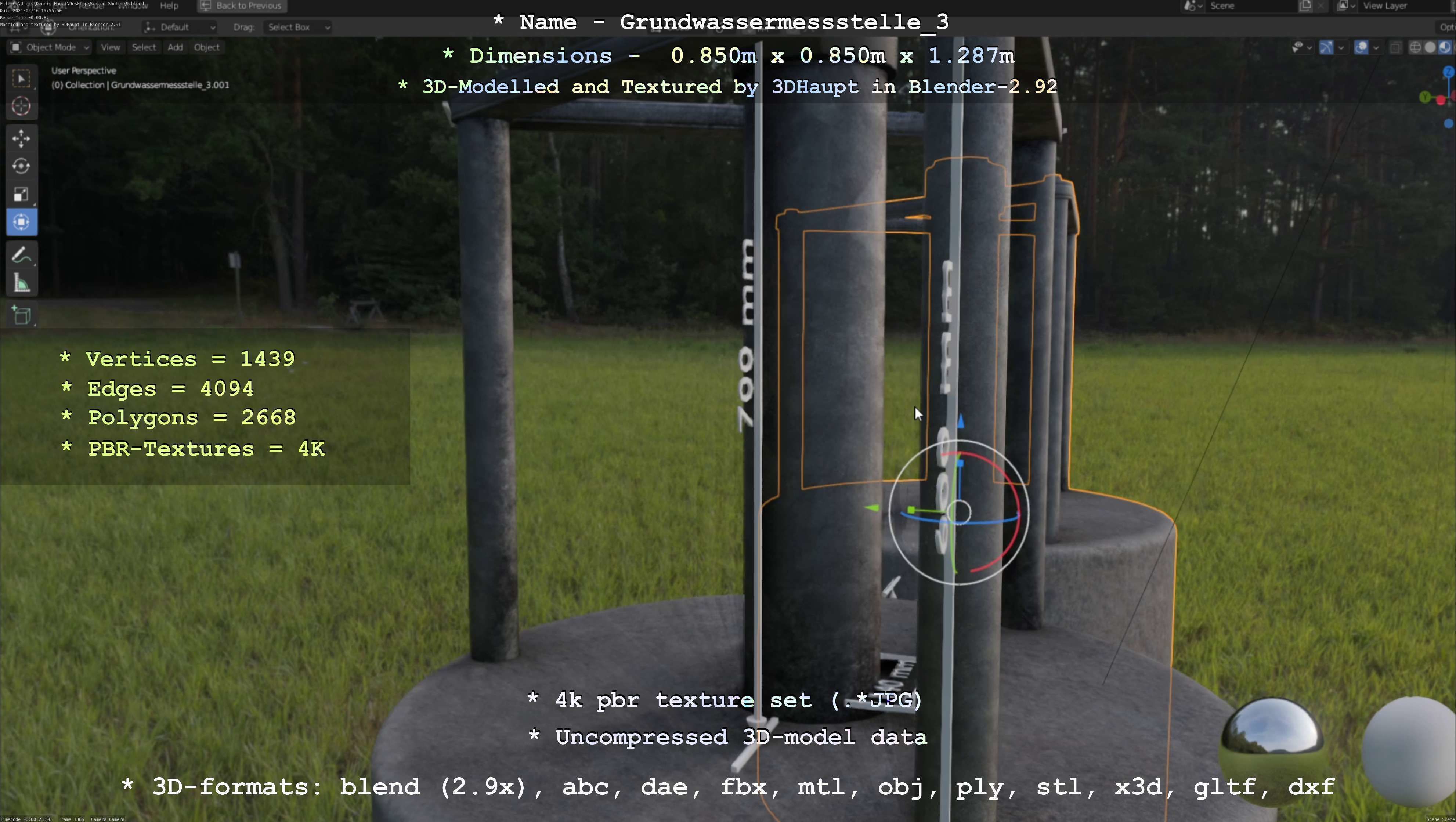 Groundwater monitoring well 3 version 2  Low-poly 3D model_49