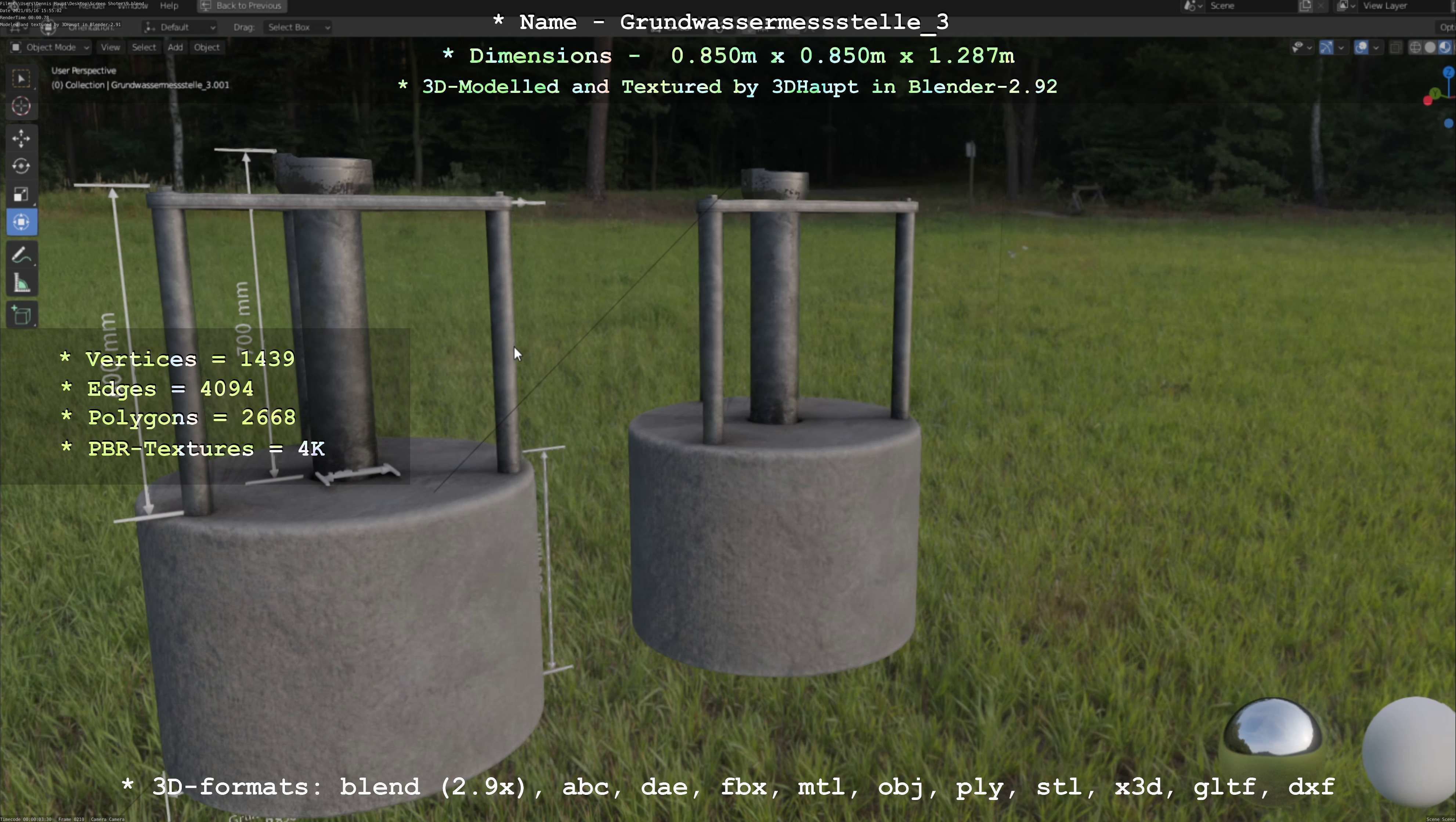 Groundwater monitoring well 3 version 2  Low-poly 3D model_123