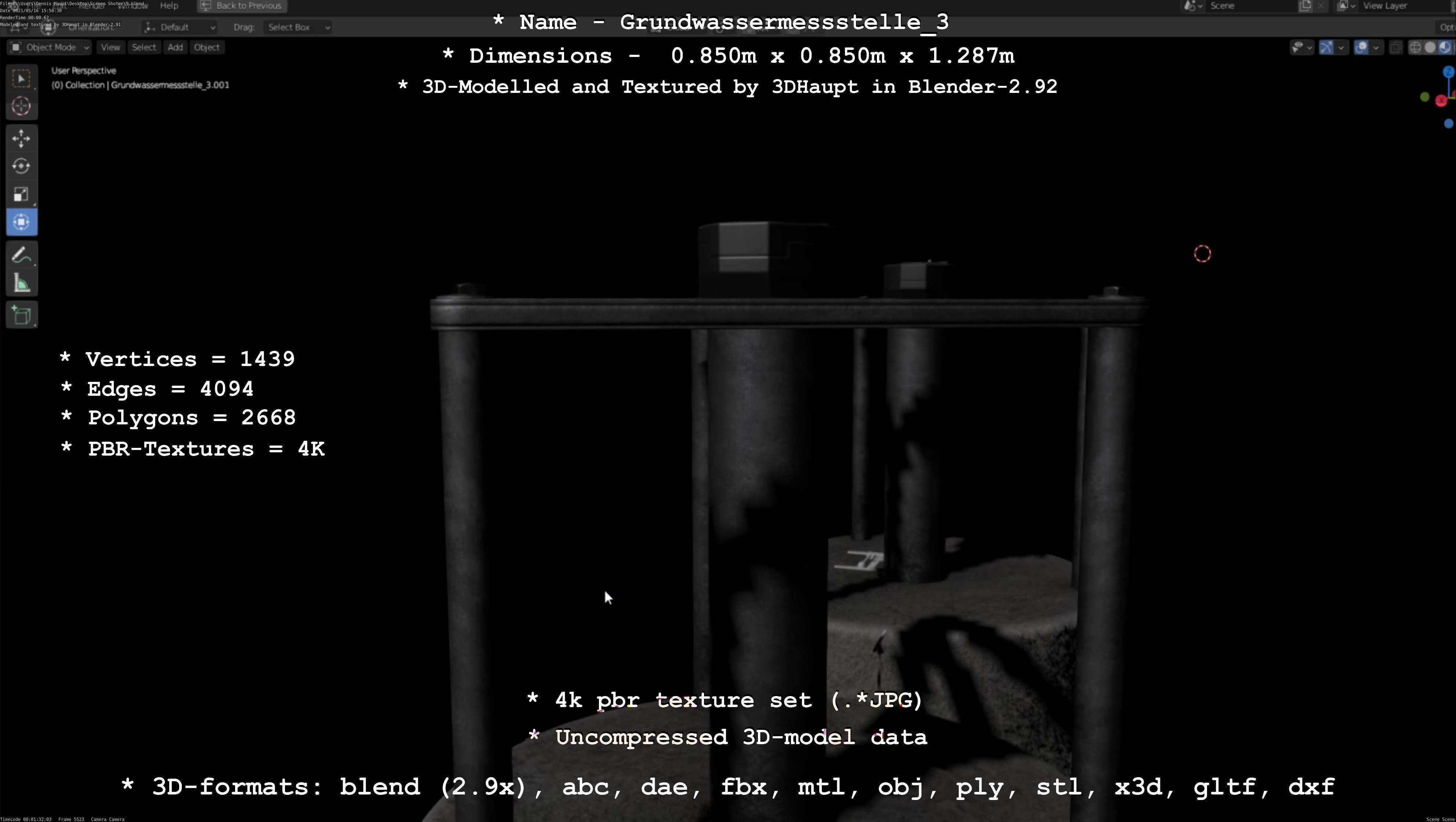 Groundwater monitoring well 3 version 2  Low-poly 3D model_95