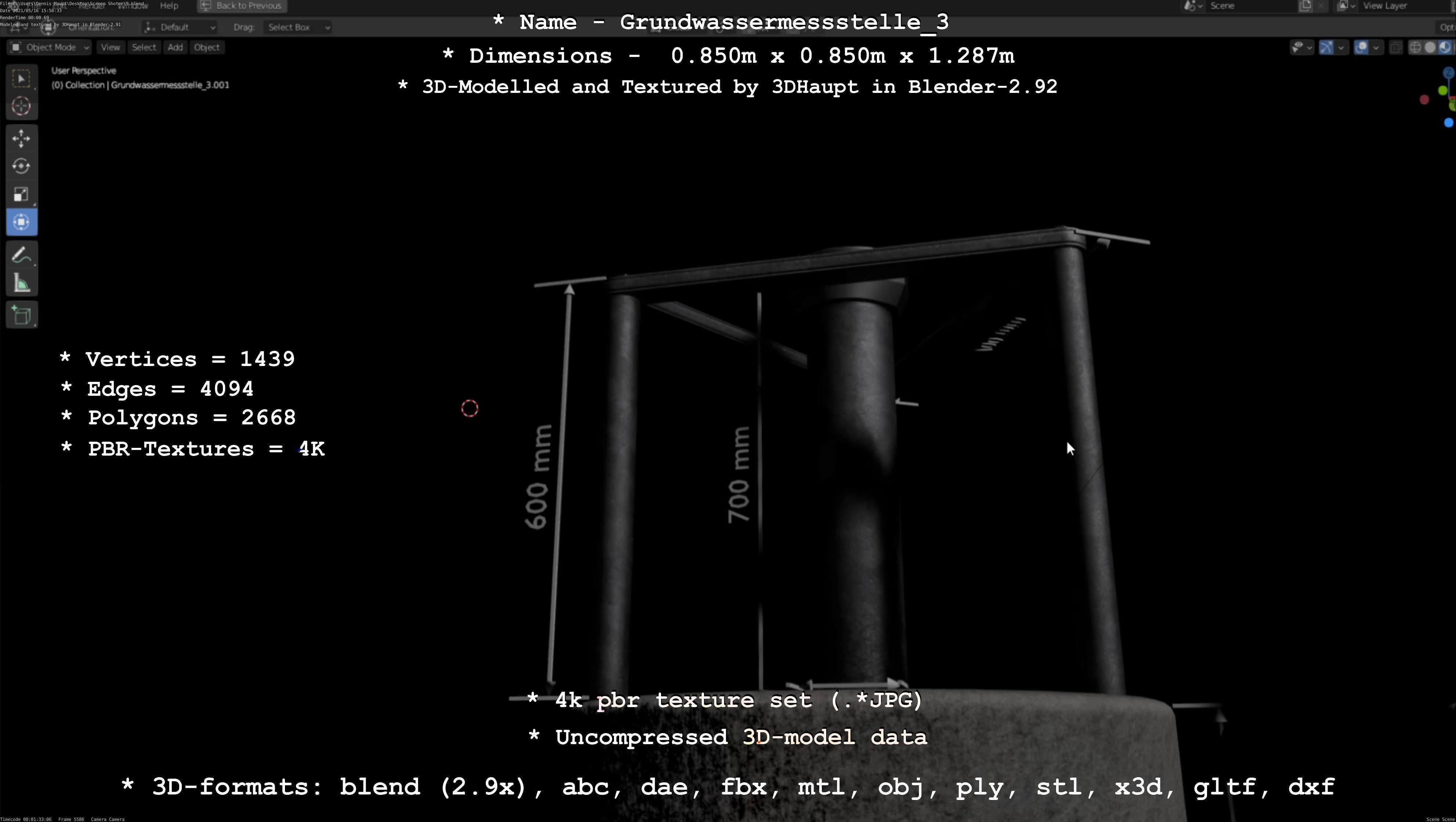 Groundwater monitoring well 3 version 2  Low-poly 3D model_101