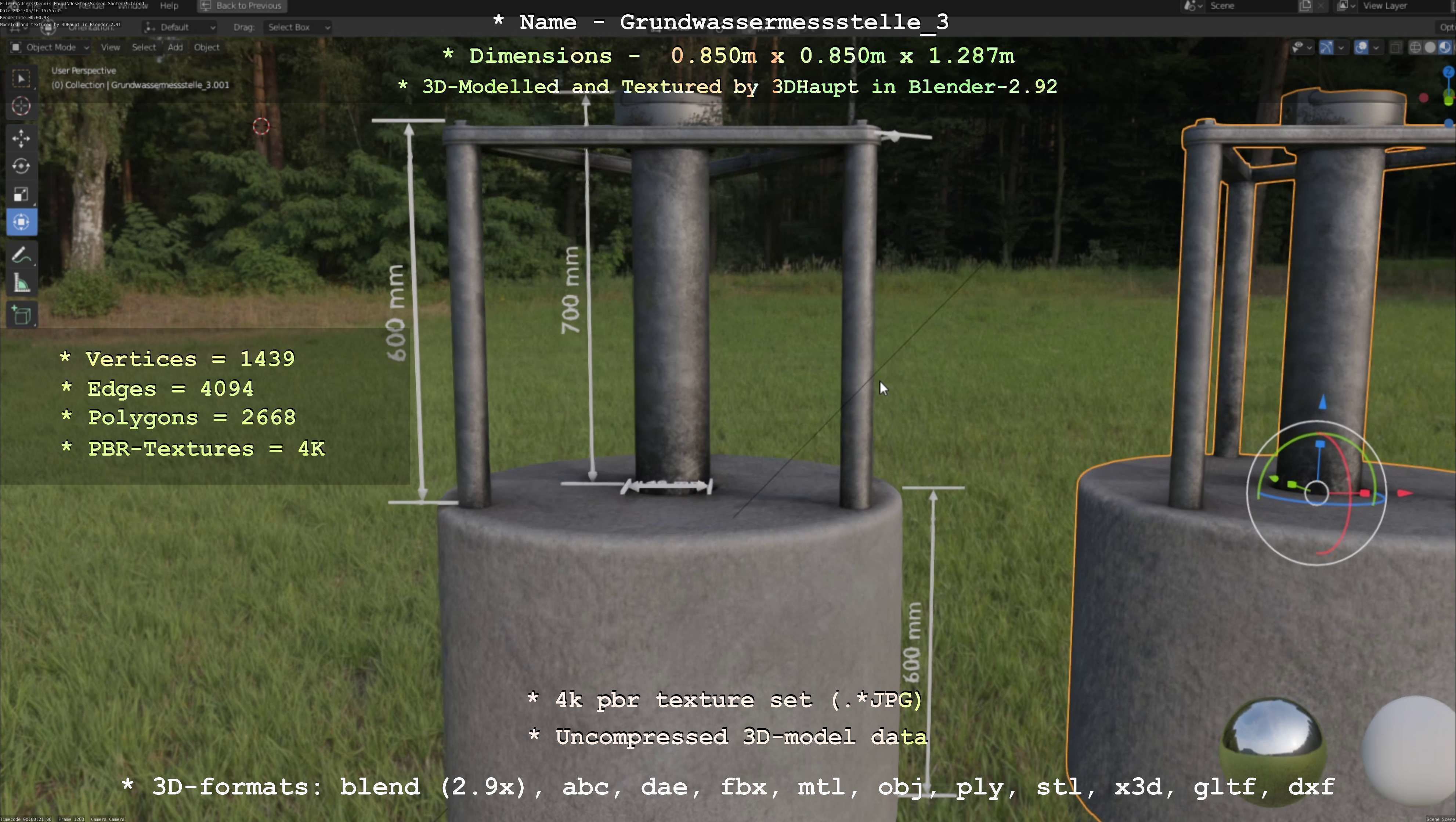 Groundwater monitoring well 3 version 2  Low-poly 3D model_20