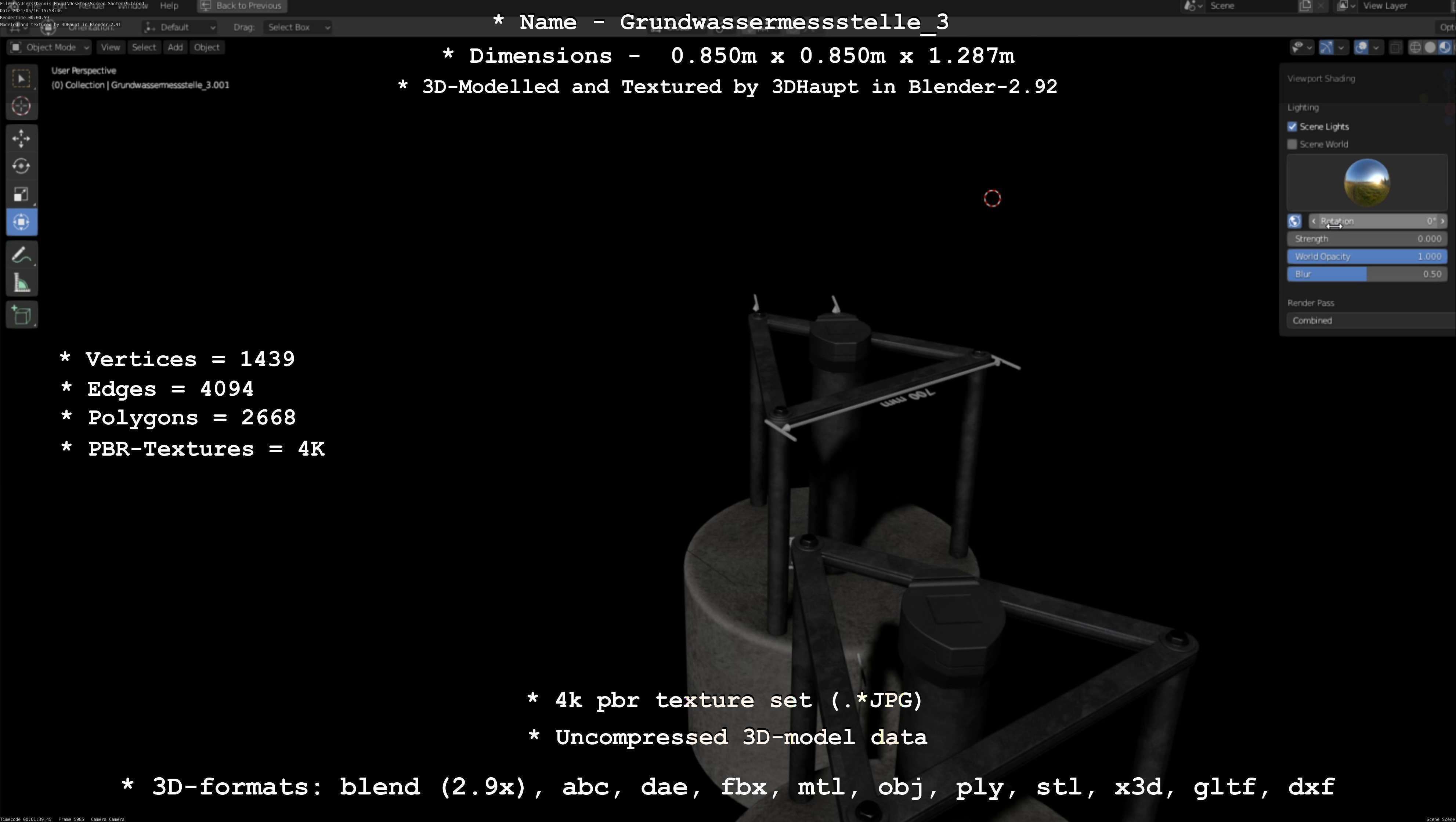 Groundwater monitoring well 3 version 2  Low-poly 3D model_107