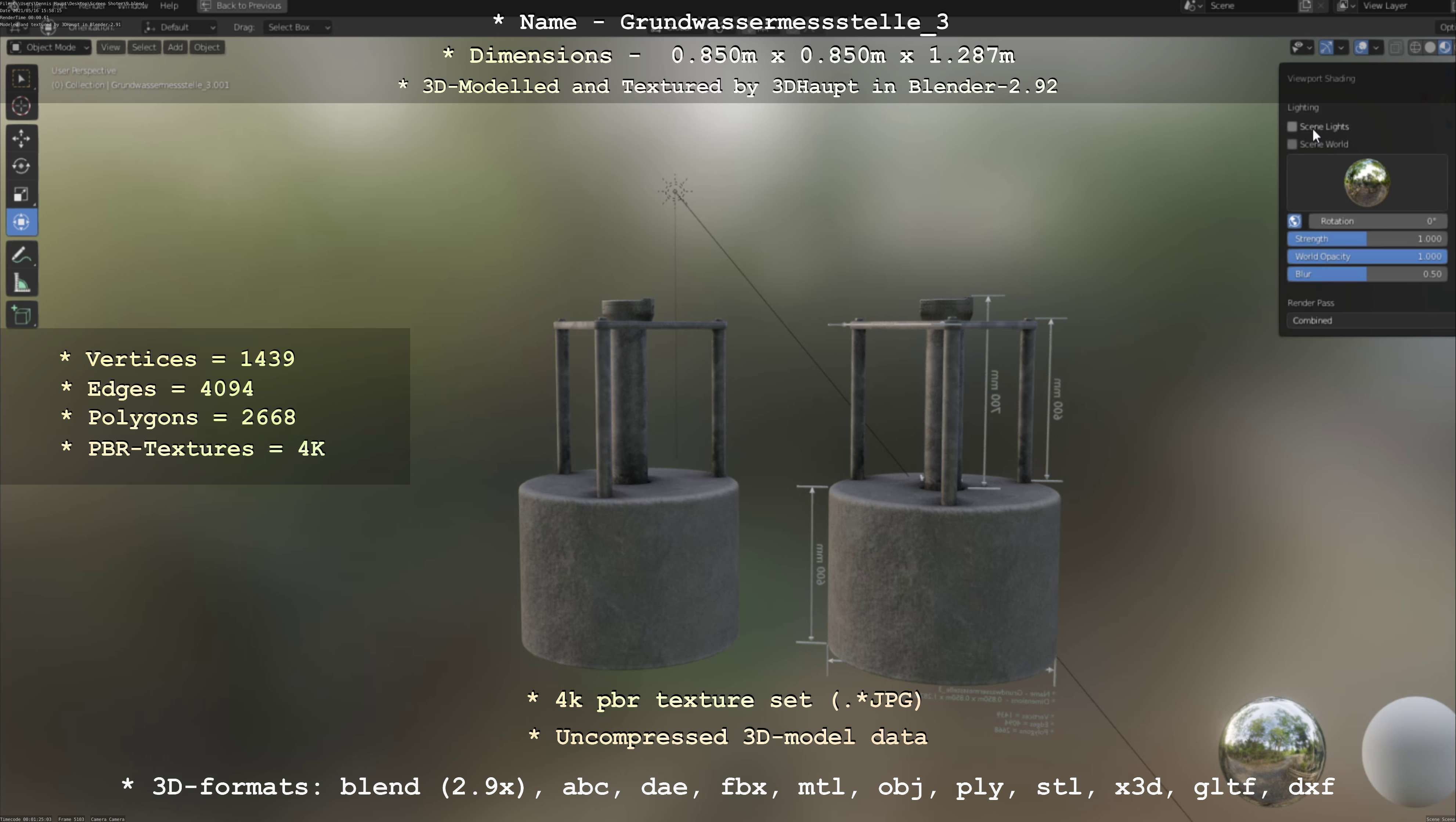 Groundwater monitoring well 3 version 2  Low-poly 3D model_76