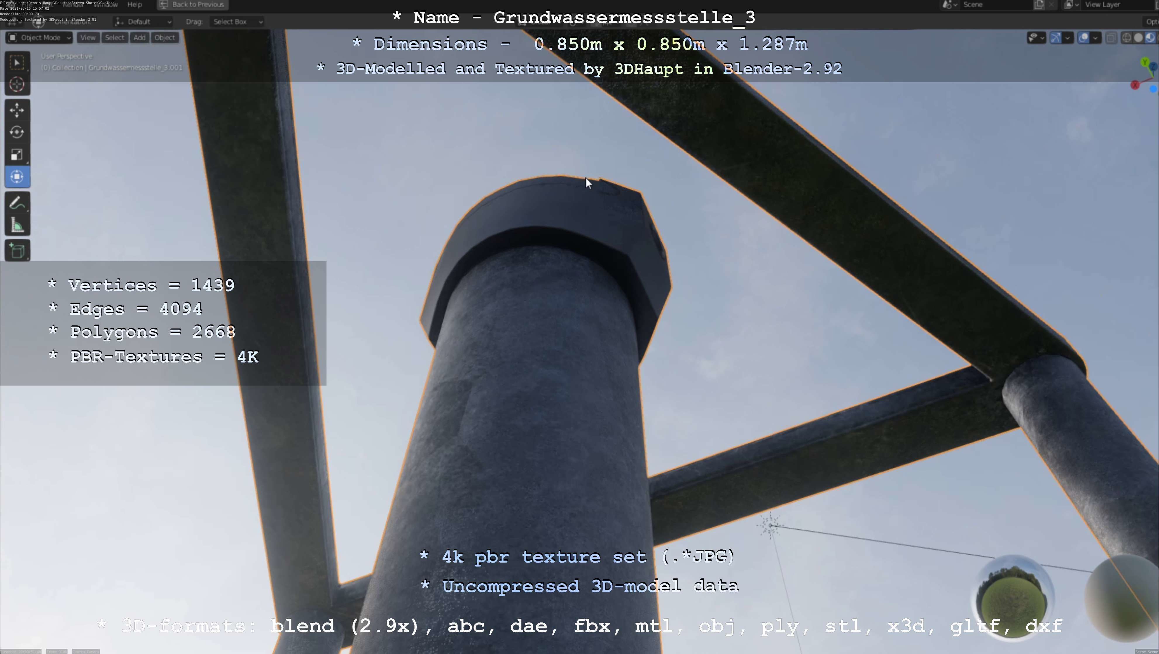 Groundwater monitoring well 3 version 2  Low-poly 3D model_14