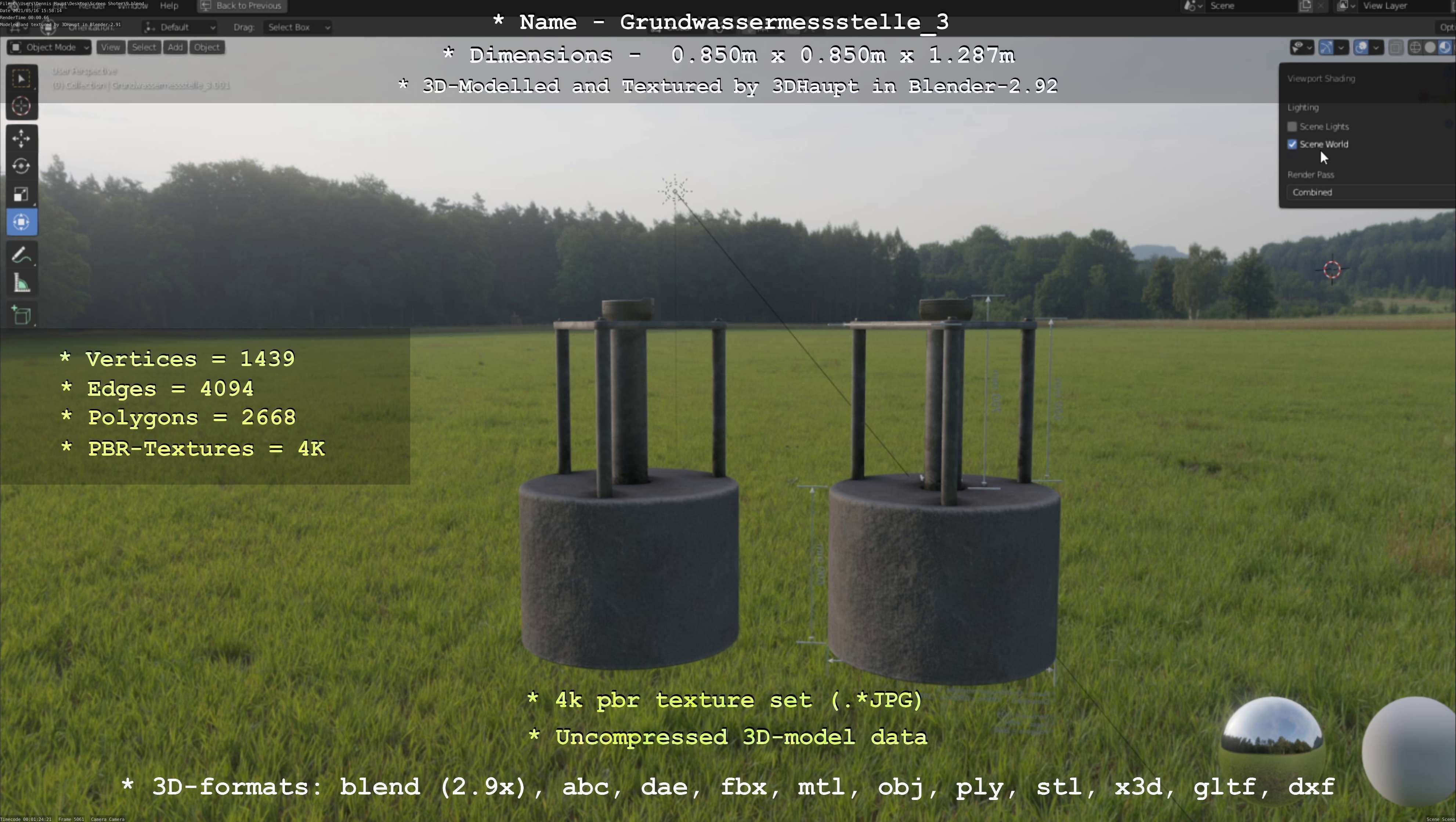 Groundwater monitoring well 3 version 2  Low-poly 3D model_89