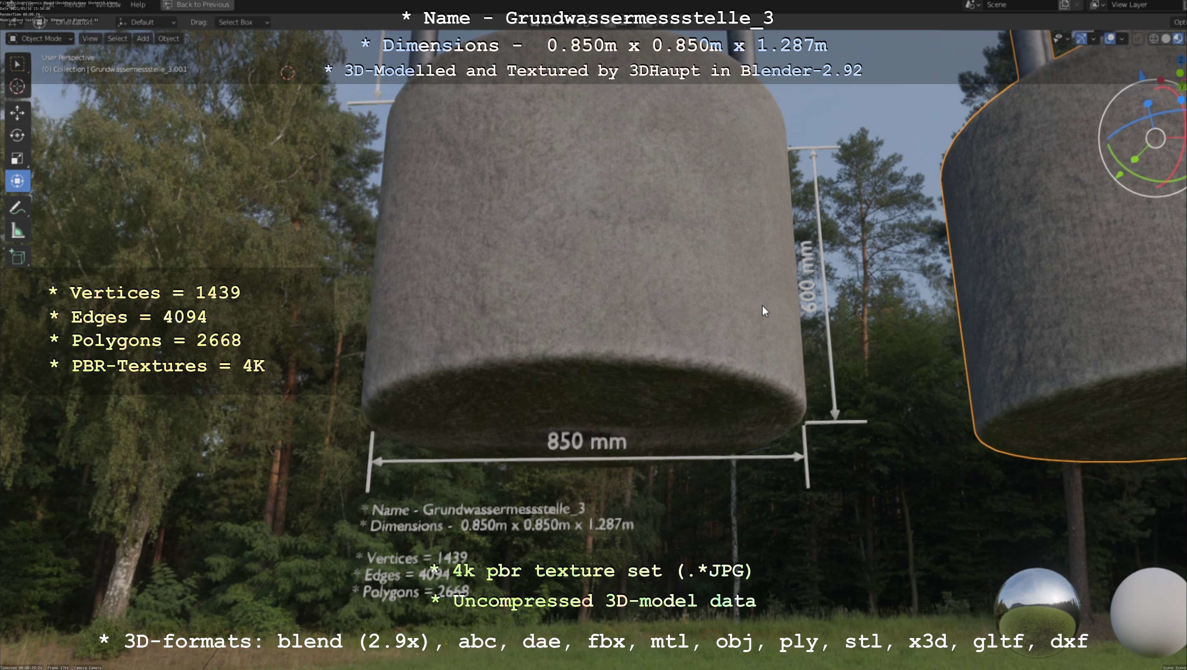 Groundwater monitoring well 3 version 2  Low-poly 3D model_63