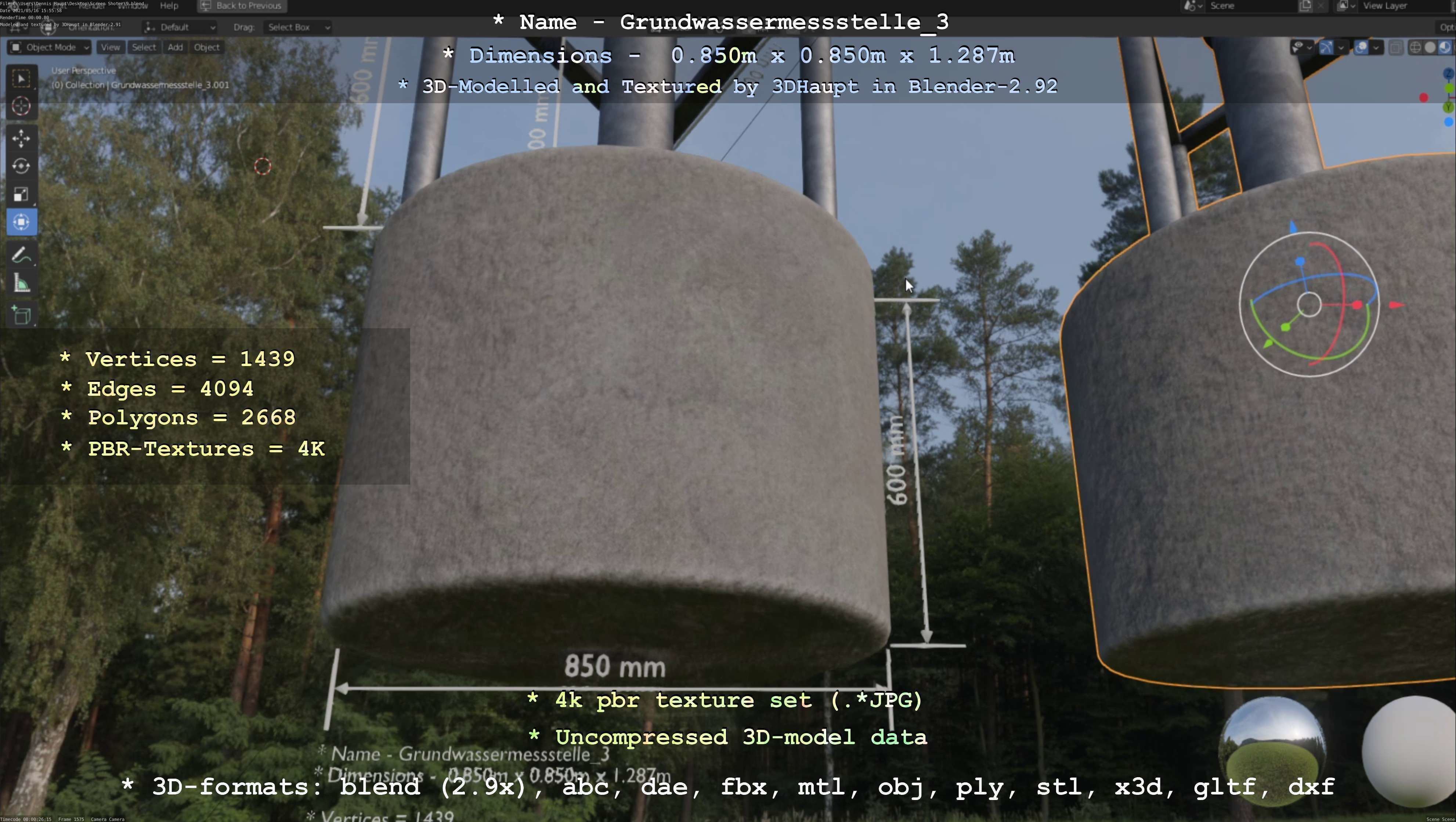 Groundwater monitoring well 3 version 2  Low-poly 3D model_55