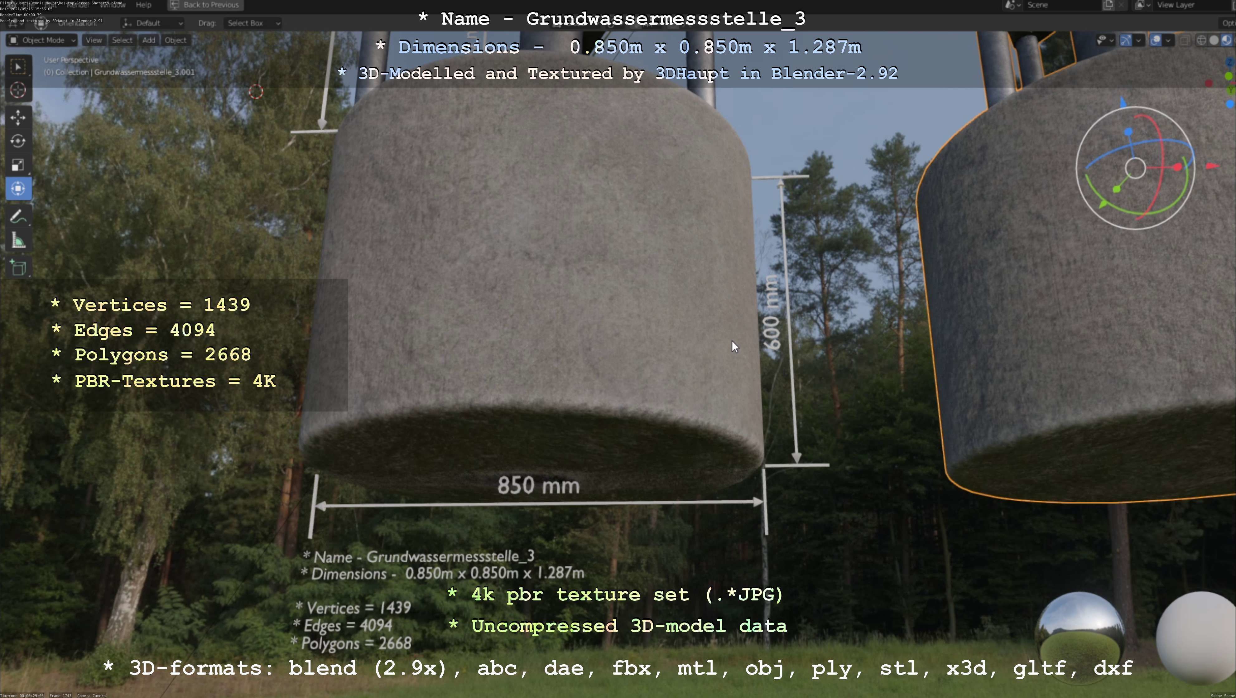 Groundwater monitoring well 3 version 2  Low-poly 3D model_62